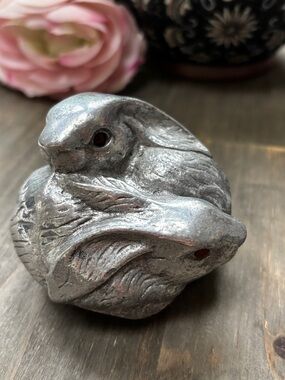 Vintage Aluminum Snuggling "Intertwined" Rabbits Paperweight